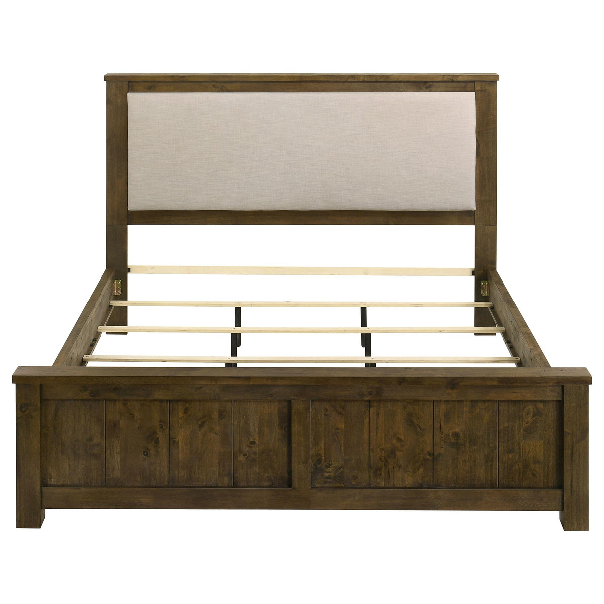 Doherty Eastern King Linen Upholstered Panel Bed Rustic Brown from Coaster - Luna Furniture