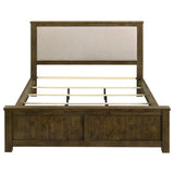 Doherty Eastern King Linen Upholstered Panel Bed Rustic Brown from Coaster - Luna Furniture