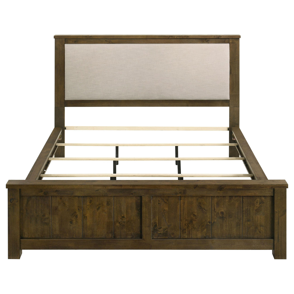 Doherty Rustic Brown Linen Upholstered California King Panel Bed from Coaster - Luna Furniture