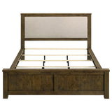 Doherty Rustic Brown Linen Upholstered California King Panel Bed from Coaster - Luna Furniture
