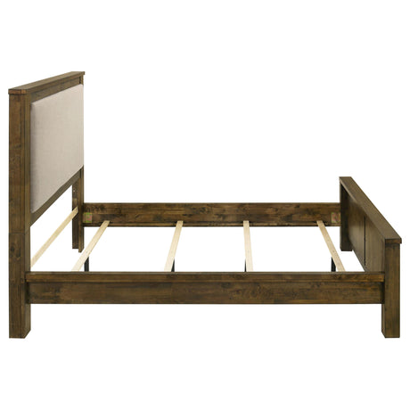 Doherty Rustic Brown Linen Upholstered Queen Panel Bed from Coaster - Luna Furniture