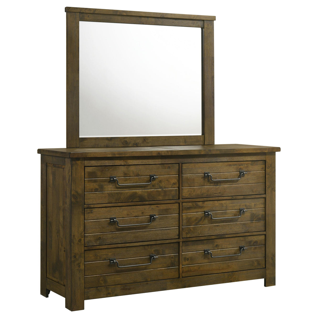 Doherty 6-Drawer Dresser with Mirror Rustic Brown from Coaster - Luna Furniture