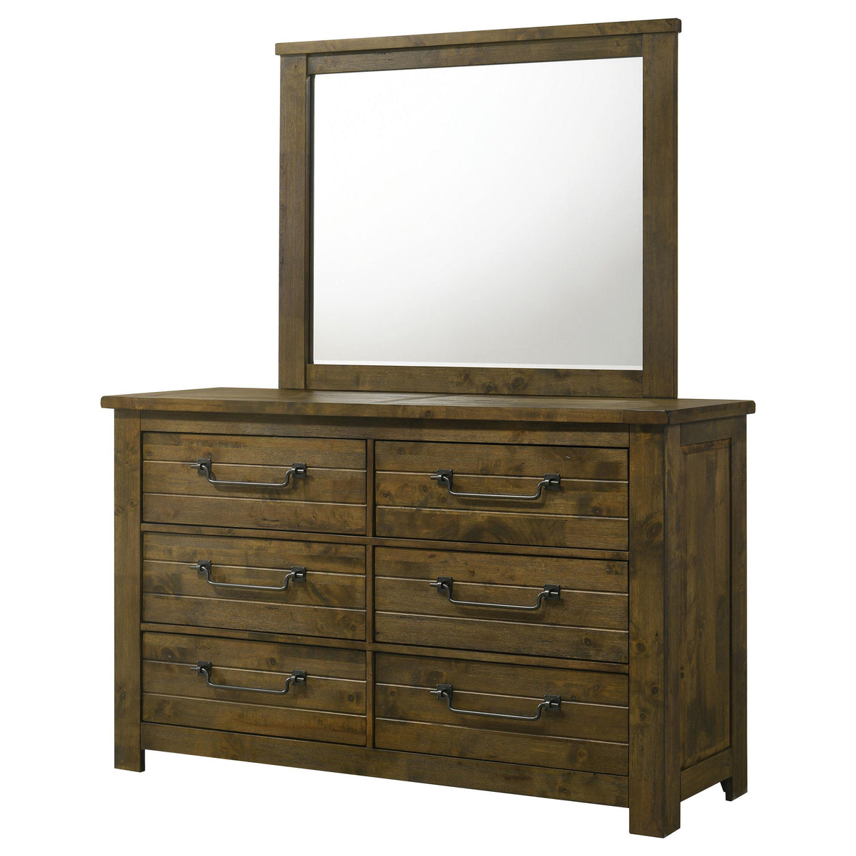 Doherty 6-Drawer Dresser with Mirror Rustic Brown from Coaster - Luna Furniture