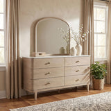 Lucaire Sandstone 6-Drawer Dresser Cabinet with Mirror