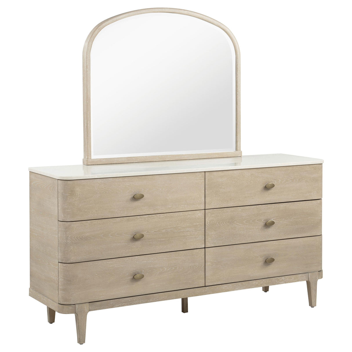 Lucaire Sandstone 6-drawer Dresser Cabinet with Mirror from Coaster - Luna Furniture