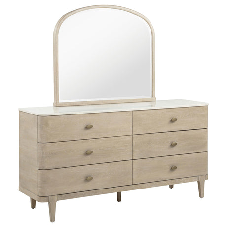 Lucaire Sandstone 6-Drawer Dresser Cabinet with Mirror from Coaster - Luna Furniture
