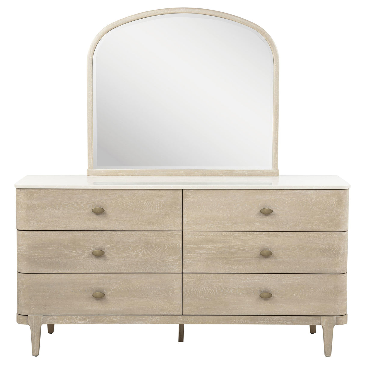 Lucaire Sandstone 6-drawer Dresser Cabinet with Mirror from Coaster - Luna Furniture