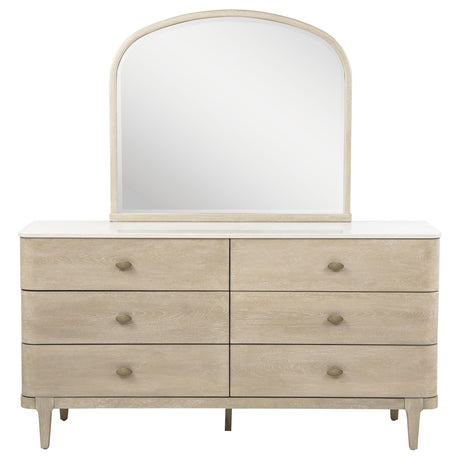 Lucaire Sandstone 6-Drawer Dresser Cabinet with Mirror from Coaster - Luna Furniture