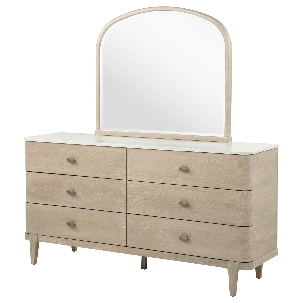 Lucaire Sandstone 6-drawer Dresser Cabinet with Mirror from Coaster - Luna Furniture