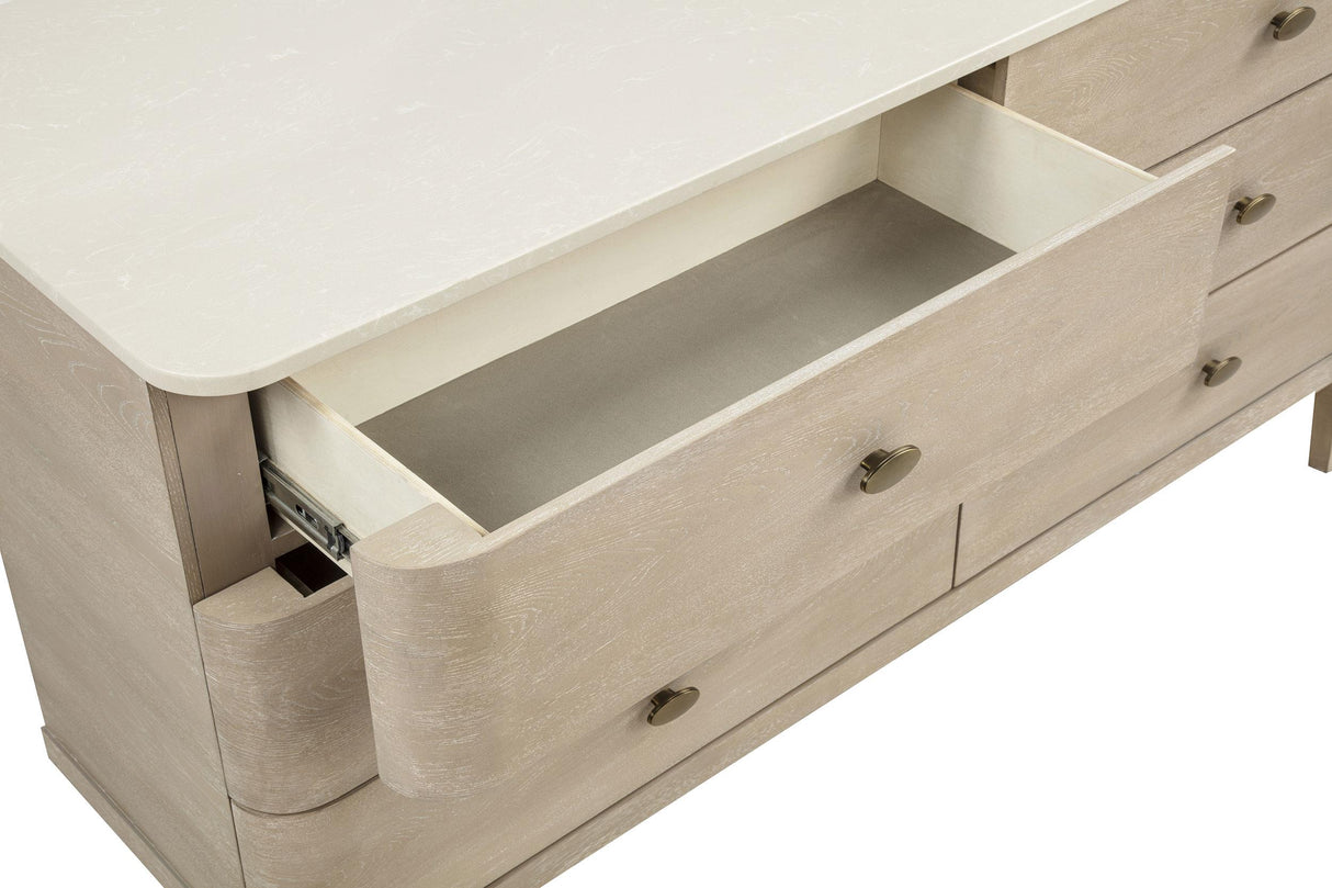 Lucaire Sandstone 6-drawer Dresser Cabinet with Mirror from Coaster - Luna Furniture