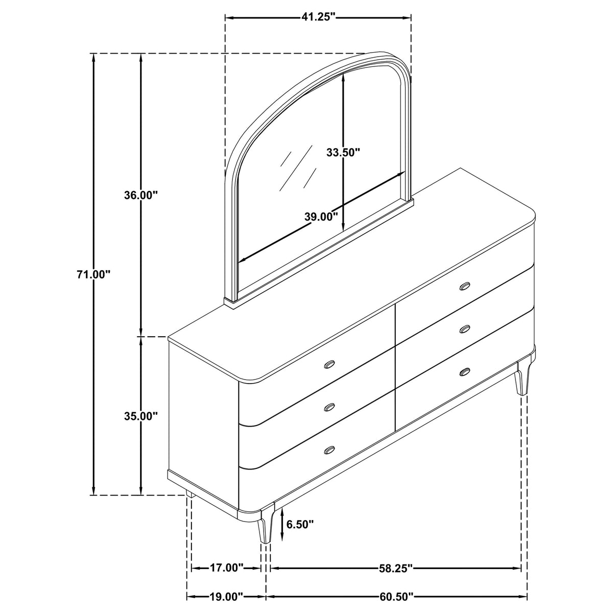 Lucaire Sandstone 6-Drawer Dresser Cabinet with Mirror from Coaster - Luna Furniture
