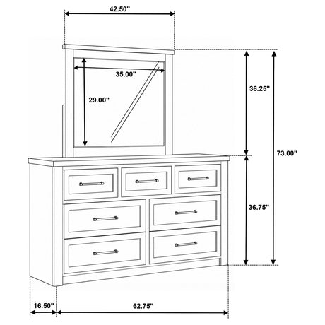 Nevado Gray/Weathered Taupe 7-Drawer Dresser and Mirror Set from Coaster - Luna Furniture