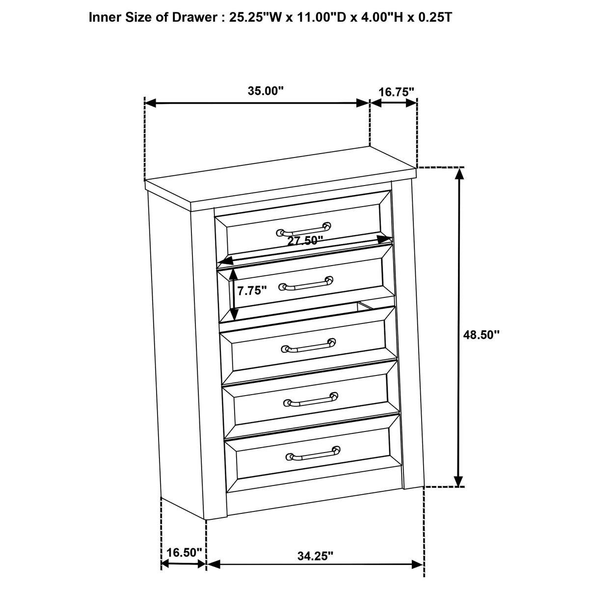 Nevado Weathered Taupe 5-Drawer Chest from Coaster - Luna Furniture