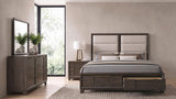 Farre Dark Brown/Beige 4-Piece Eastern King Storage Bedroom Set