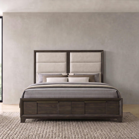 Farre Eastern King Upholstered Storage Platform Bed Dark Brown from Coaster - Luna Furniture