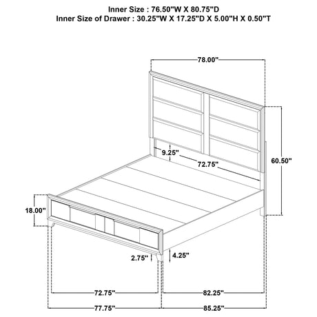 Farre Eastern King Upholstered Storage Platform Bed Dark Brown from Coaster - Luna Furniture