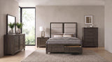 Farre Dark Brown/Beige 5-Piece Queen Upholstered Storage Bedroom Set