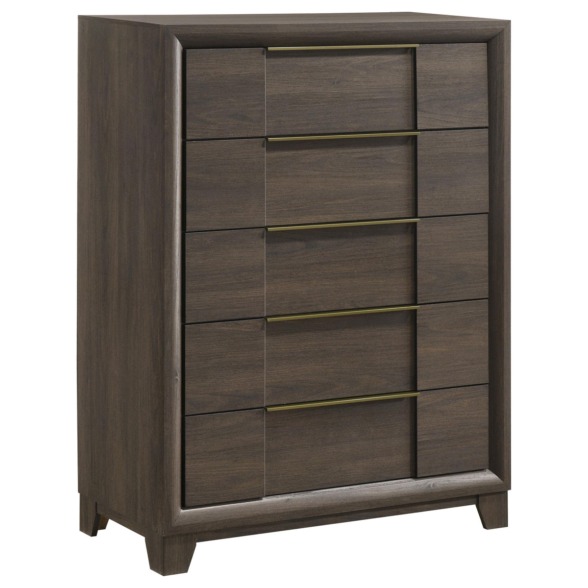 Farre Dark Brown/Beige 5-Piece Queen Upholstered Storage Bedroom Set