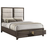 Farre Dark Brown Queen Upholstered Storage Platform Bed from Coaster - Luna Furniture