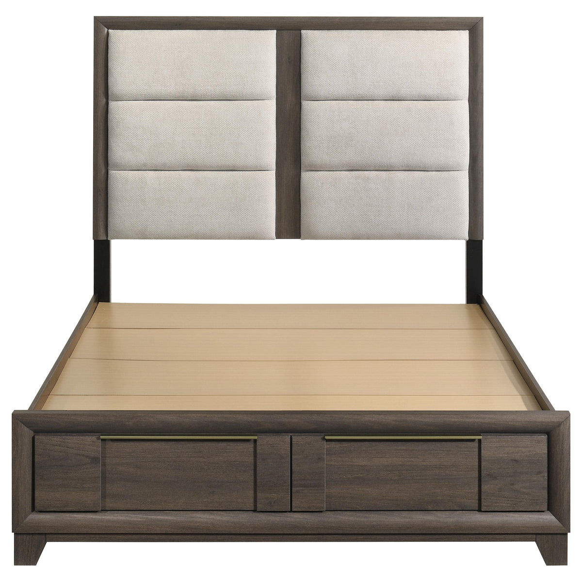 Farre Dark Brown Queen Upholstered Storage Platform Bed from Coaster - Luna Furniture