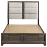 Farre Dark Brown Queen Upholstered Storage Platform Bed from Coaster - Luna Furniture