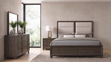 Farre Dark Brown/Beige 4-Piece Eastern King Upholstered Bedroom Set