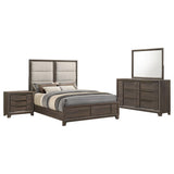Farre Dark Brown/Beige 4-Piece Eastern King Upholstered Bedroom Set