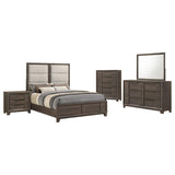 Farre Dark Brown/Beige 5-Piece Queen Upholstered Bedroom Set