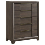 Farre Dark Brown/Beige 5-Piece Queen Upholstered Bedroom Set