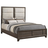 Farre Dark Brown/Beige Queen Upholstered Platform Panel Bed