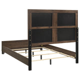 Farre Dark Brown/Beige Queen Upholstered Platform Panel Bed
