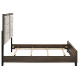 Farre Dark Brown/Beige Queen Upholstered Platform Panel Bed