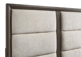 Farre Dark Brown/Beige Queen Upholstered Platform Panel Bed