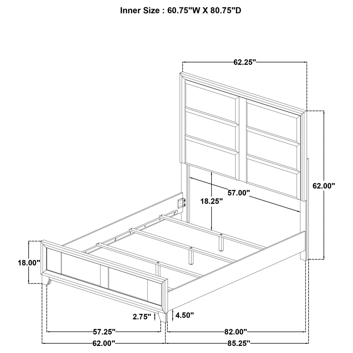 Farre Dark Brown/Beige Queen Upholstered Platform Panel Bed