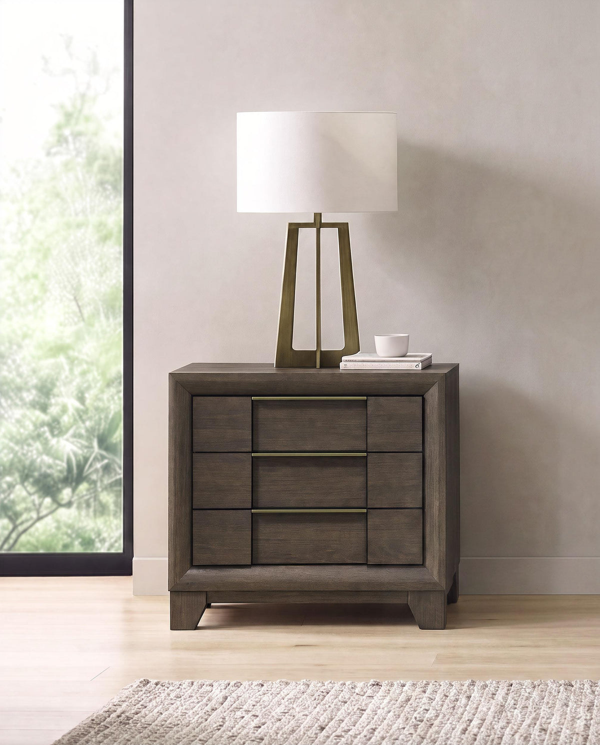Farre Dark Brown 2-Drawer Nightstand