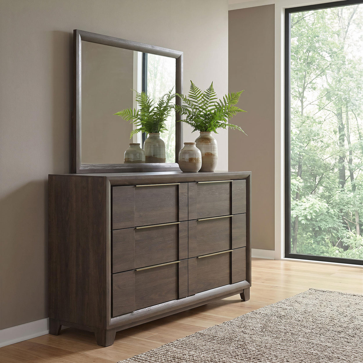 Farre Dark Brown/Beige Contemporary Bedroom Set