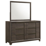 Farre Dark Brown 6-Drawer Dresser with Mirror