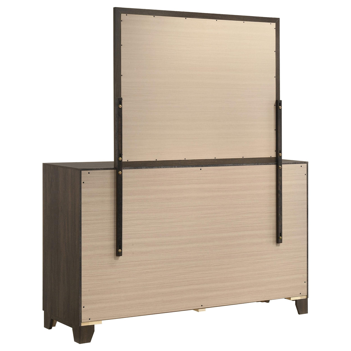 Farre Dark Brown 6-Drawer Dresser with Mirror