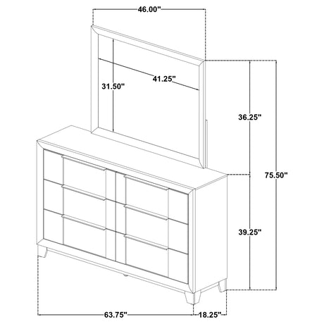 Farre Dark Brown 6-Drawer Dresser with Mirror from Coaster - Luna Furniture