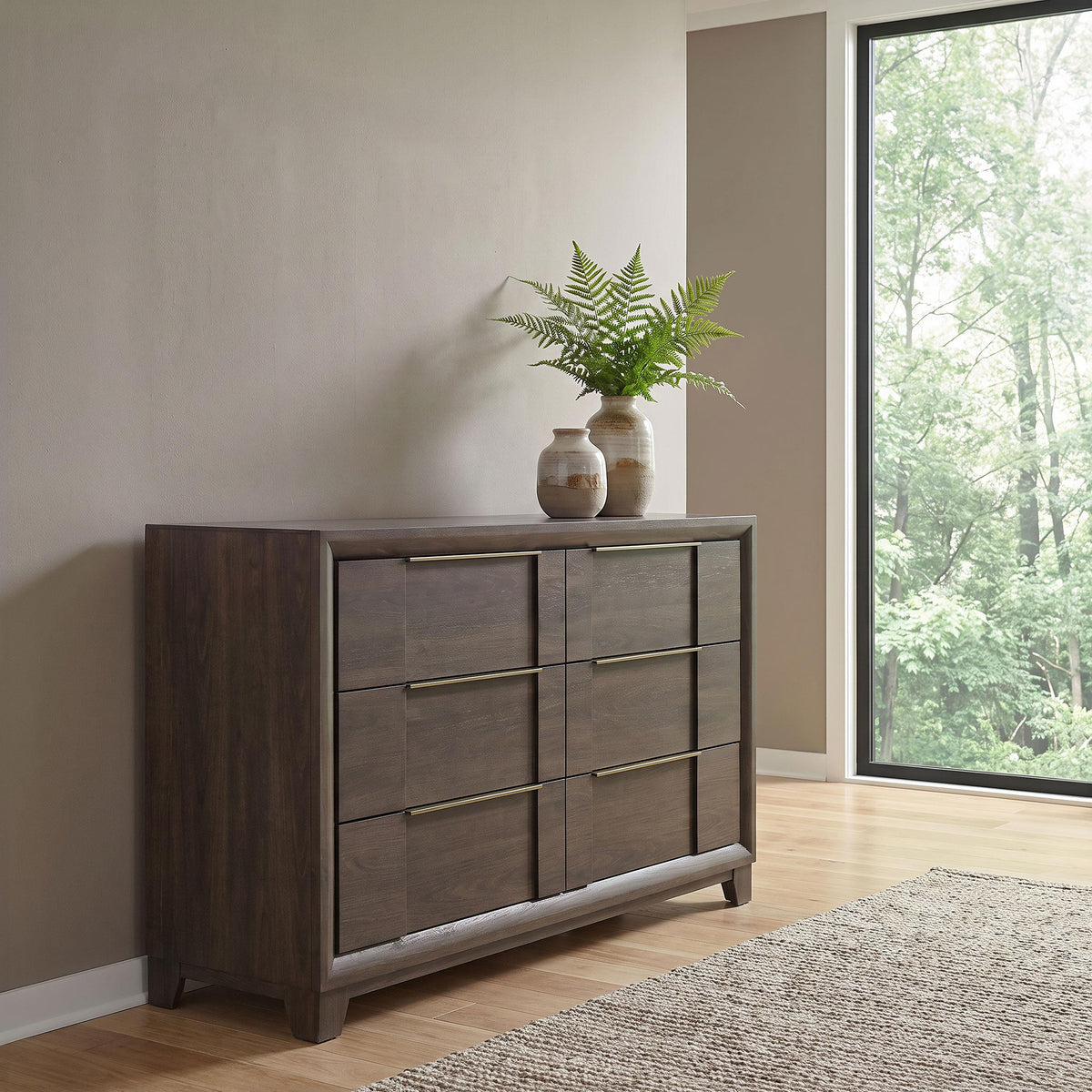 Farre Dark Brown 6-Drawer Dresser