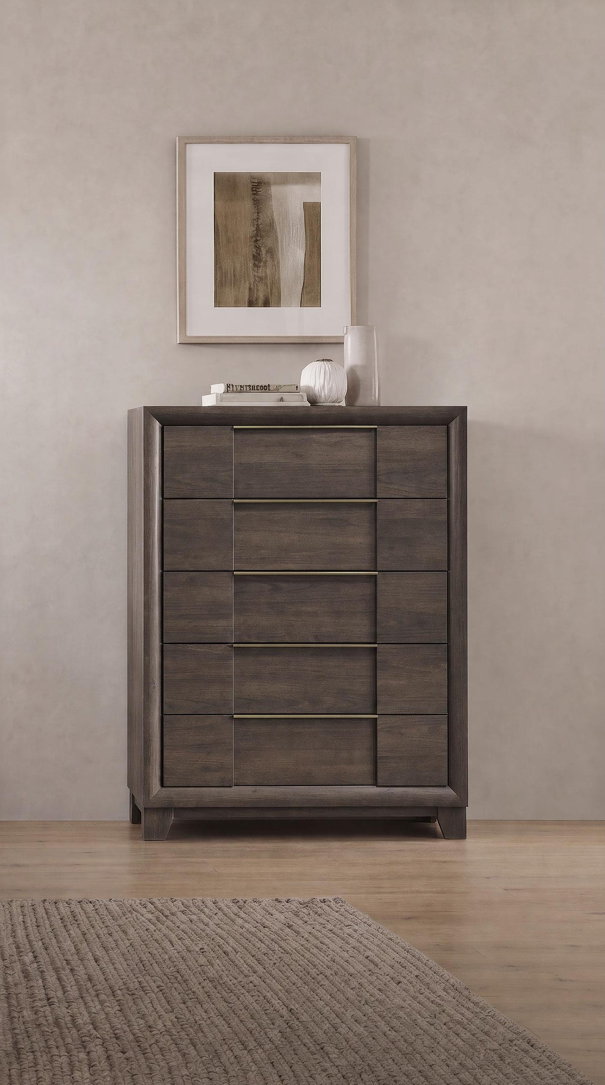 Farre Dark Brown 5-Drawer Chest of Drawers