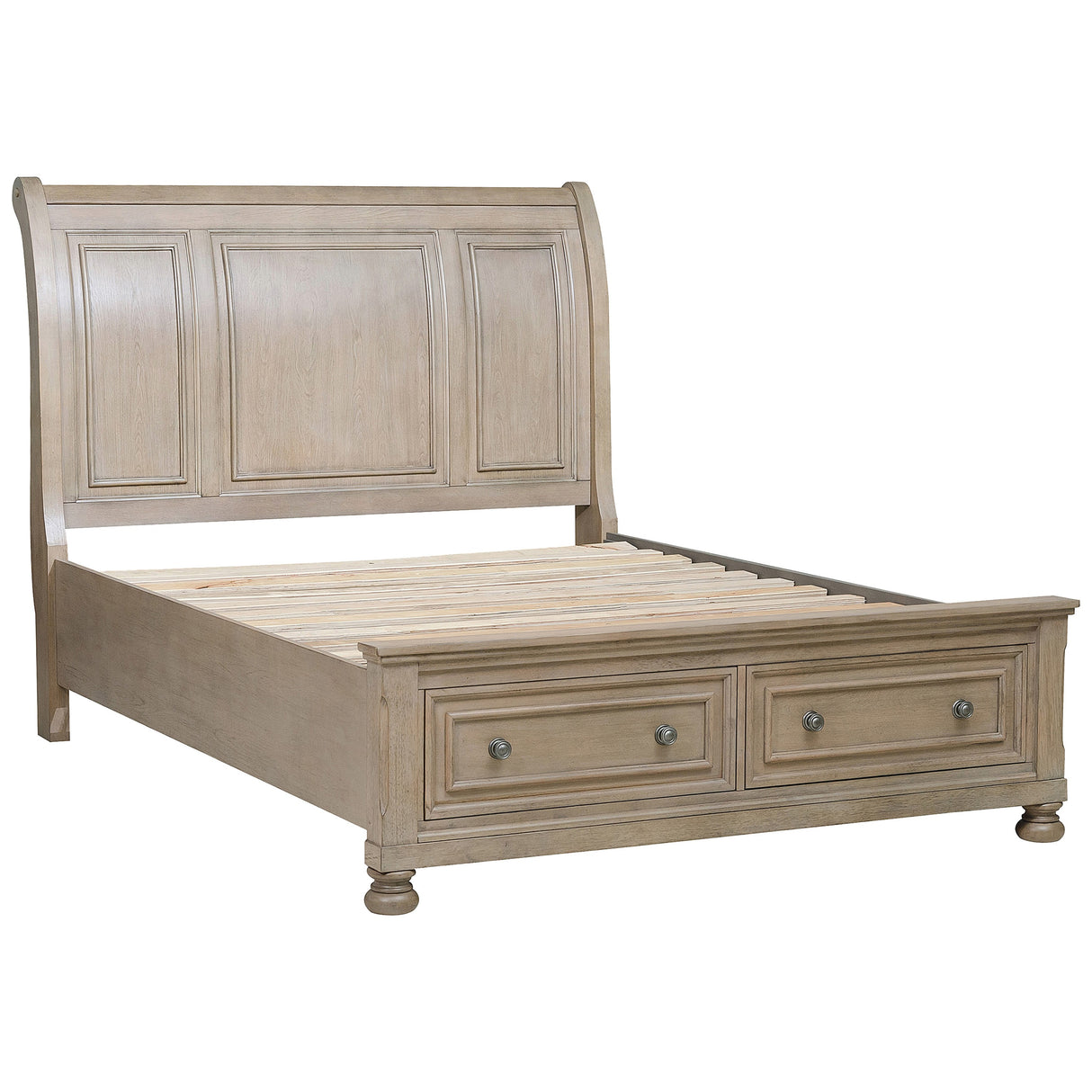 Bethel Wire Brushed Gray Queen Sleigh Storage Platform Bed from Homelegance - Luna Furniture