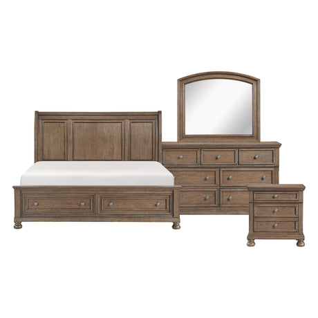 Bethel Antique Brown Queen Storage Platform Bed, Dresser, Mirror and Nightstand from Homelegance - Luna Furniture