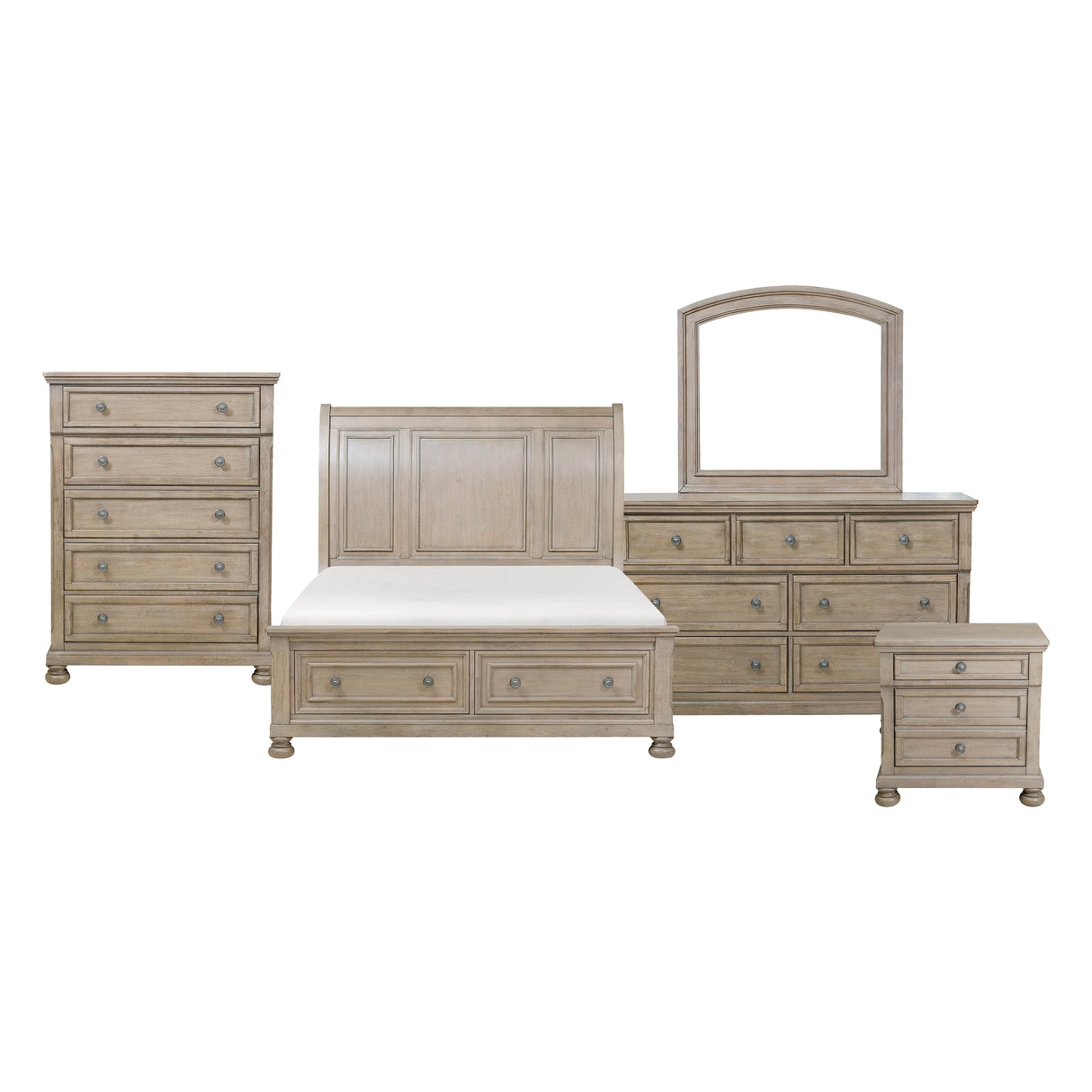 2259GY-1*9 5-Piece Bedroom Set (Queen Bed, Nightstand, Dresser, Mirror, Chest) from Homelegance - Luna Furniture