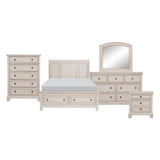 Bethel Wire Brushed White 5-Piece Bedroom Set (Queen Bed, Nightstand, Dresser, Mirror, Chest) from Homelegance - Luna Furniture