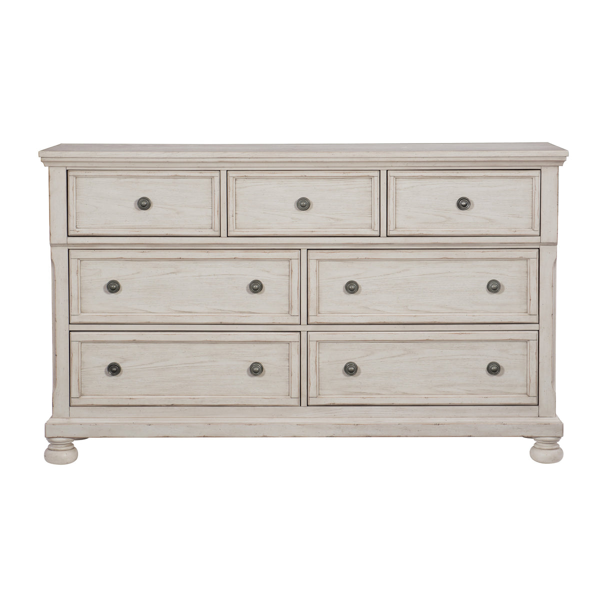 Bethel Wire Brushed White 5-Piece Bedroom Set (Queen Bed, Nightstand, Dresser, Mirror, Chest) from Homelegance - Luna Furniture