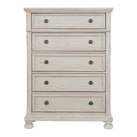 Bethel Wire Brushed White 5-Piece Bedroom Set (Queen Bed, Nightstand, Dresser, Mirror, Chest) from Homelegance - Luna Furniture