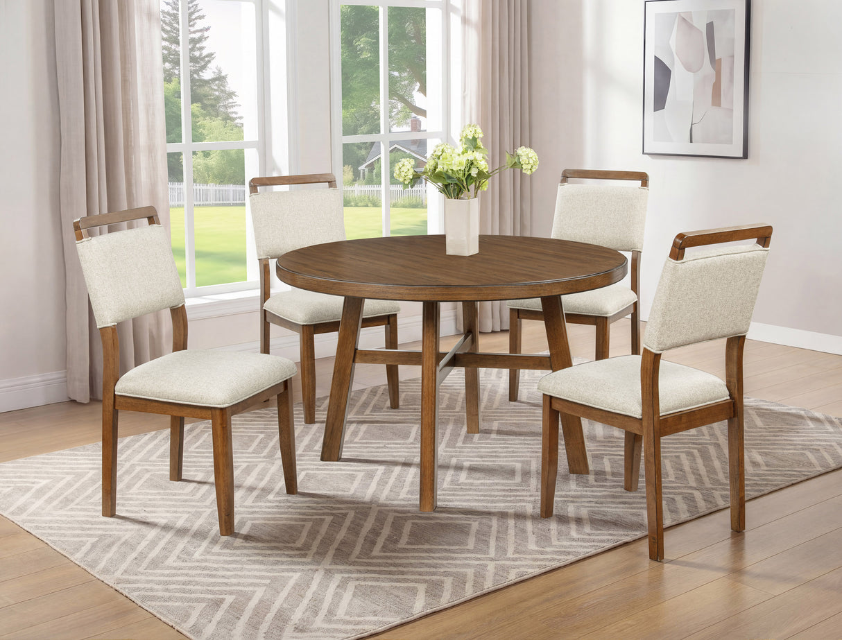 Blanche Brown 5-Piece Round Dining Set from Crown Mark - Luna Furniture
