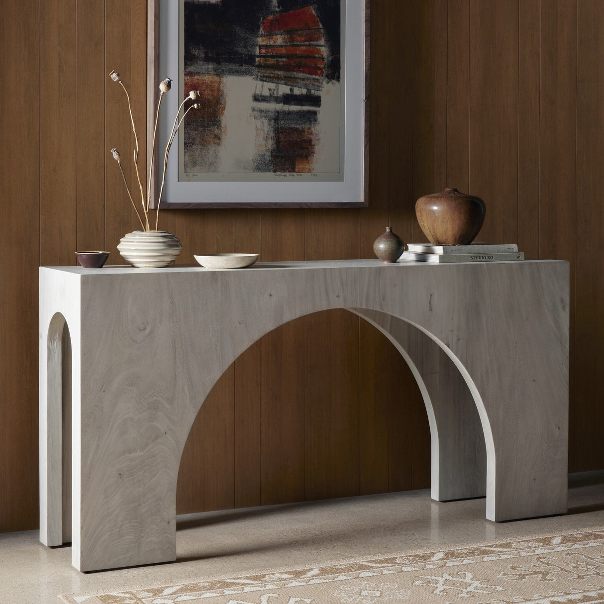 Fausto Console Table in Bleached Guanacaste from Four Hands - Luna Furniture
