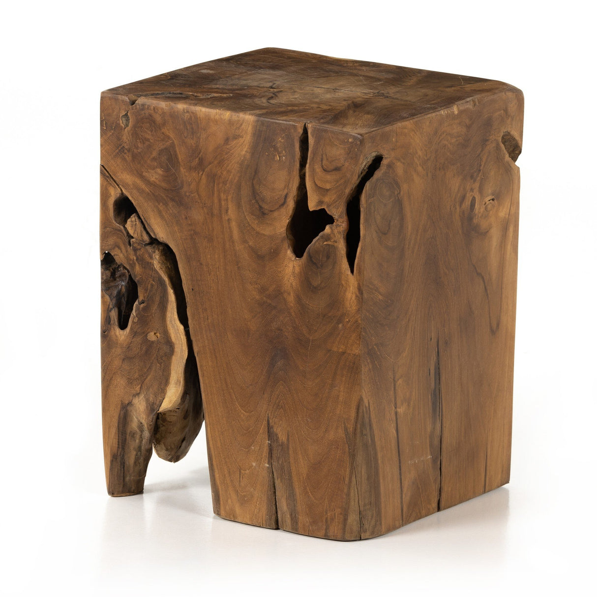 Teak Square Stool in Aged Natural Teak from Four Hands - Luna Furniture